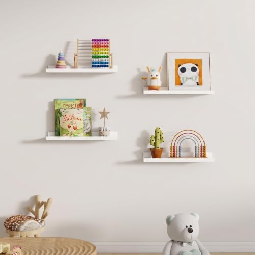 Dreamland Picture Ledge Shelf for Wall, Floating Shelves Set of 2,20 inch Long Floating Shelves with Lip for Living Room,Bedroom,Bathroom,Kitchen,White