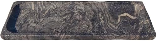 Vintage Marble Storage Vanity Tray: 10.6” x 3.5” Rectangular Decorative Tray for Bathroom Kitchen Dresser Desk Jewelry H