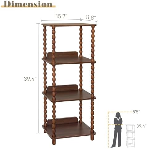 Fultyle Small Book Shelf, 4-Tier Wood Bookshelf with Storage, Short Bookcase Display Shelves for Small Spaces, Bedroom, 