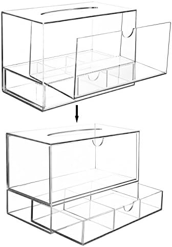 MyGift Clear Acrylic Tissue Dispenser Holder with Drawer Vanity Caddy