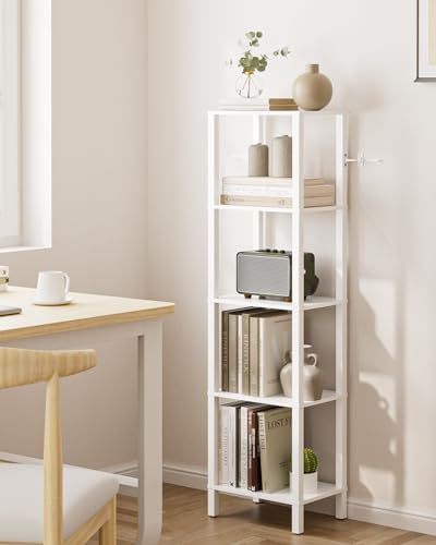Open Book Shelf, 5 Tier Tall Bookshelf, Freestanding Shelf Narrow Bookcase with Open Shelves, 14.96" x 10.63" x 53.54", 