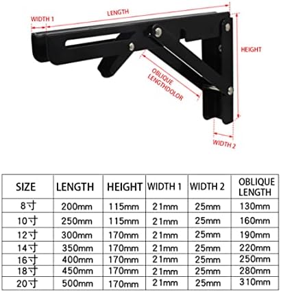 Black Folding Shelf Brackets Max. Load 220 lb, Heavy Duty DIY Wall Mounted Shelf Bracket Space Saving for Table Work Ben