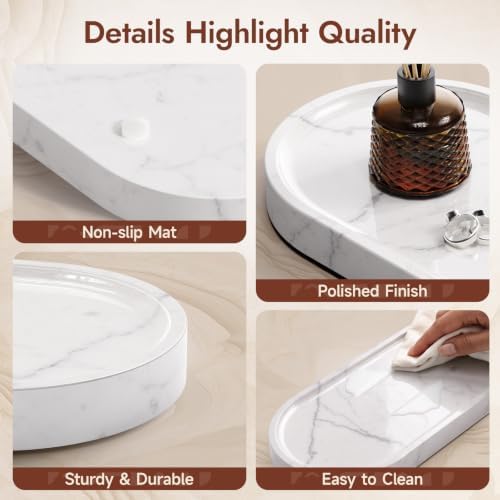 Marble Vanity Tray, 10" X 5" Bathroom Tray Countertop