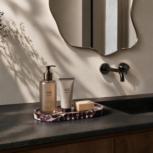 Red Marble Tray, 10" X 5" Bathroom Tray Countertop