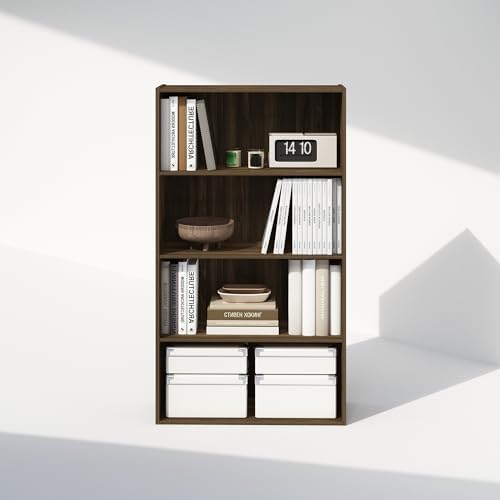 Furinno Simple Book Shelf, 4-Tier Bookshelf, Bookcase with Open Shelf, 9.4 x 23.6 x 41.7, for Living Room, Bedroom, Home