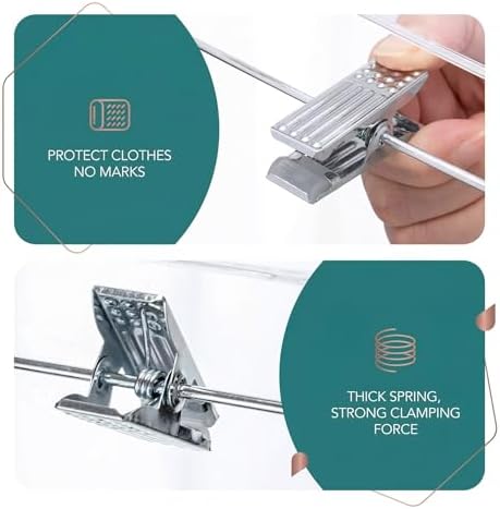 HOUSE DAY 120 Pack Clear Pants Hangers with Clips, Plastic Skirt Hangers