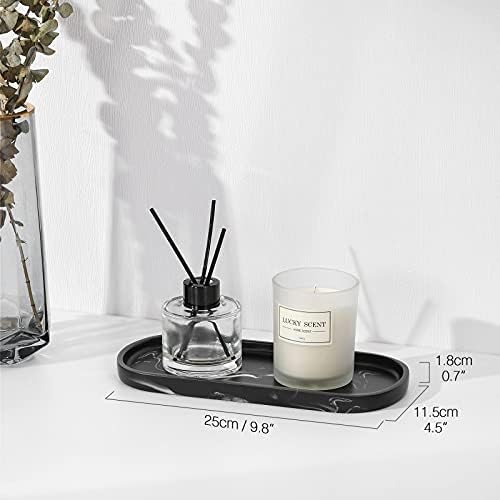 Luxspire 10" Oval Bathroom Tray for Countertop Organizer, Ink Black