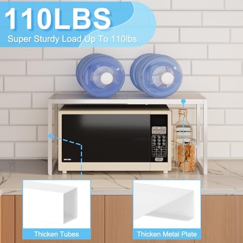 Expandable Kitchen Storage Shelves,110LBS Heavy Duty Metal Shelving Units and Storage For Small Appliance, Adjustable St