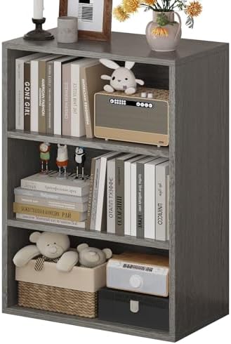 ALISENED 3-Tier Bookshelf, 23.6 × 9.4 × 35.2in, Small Bookshelf