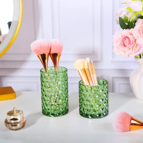DASITON Glass Makeup Brush Holder, Bathroom Toothbrush Holders, Desk Pen Pencil Holder, Vintage Makeup Brush Cup, Multif