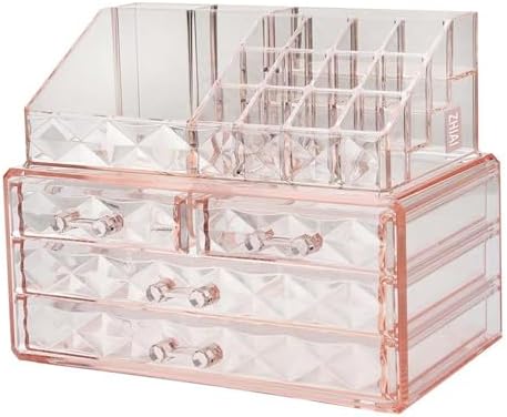 ZHIAI Stackable cosmetic organizer with drawers, easy to organize cosmetic products accessories Suitable for vanity, toi