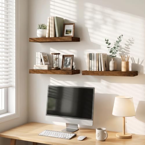 Rustic Floating Shelves for Wall, 20"L Bathroom Shelf, 8" Deep Wall Shelf