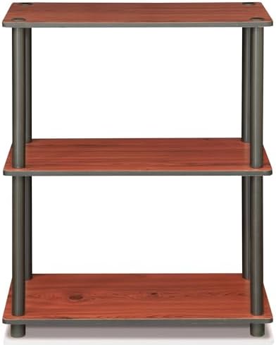Furinno Turn-N-Tube Toolless Assembly Storage Shelves, 3-Tier Brown Book Shelf, Open Storage Bookshelf, for Organization
