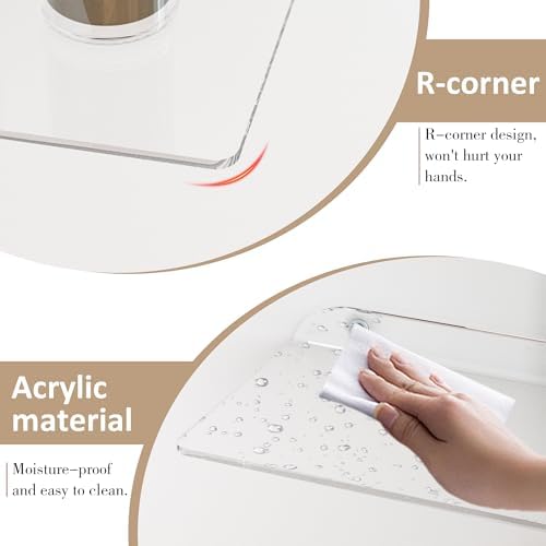 Sezanrpt 11.4x16 Inch Acrylic Corner Floating Shelf Set of 4, Clear Corner Wall Shelf for Home Décor, Speakers, Security