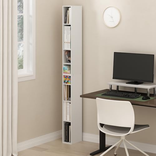 Furinno Fulda Book Shelf, 8-Tier Bookshelf, Bookcase with Space Saving Storage Shelf, 9.2 x 5.9 x 70.9, for Living Room,