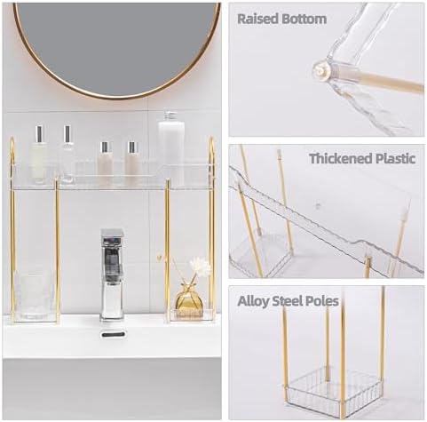 YCIA&DONE Bathroom Countertop Organizer Over the Faucet, Narrow Counter Organizers Above Sink, Table Mounted Shelf for K