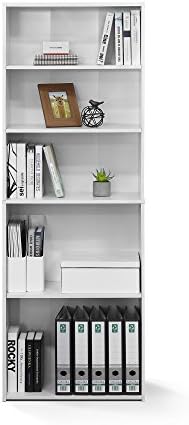 FURINNO Wright 5-Shelf Bookcase, Soft White