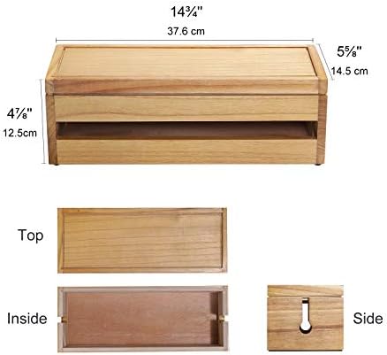 Changsuo Cable Management Box Wooden Cord Organizer Box for Extension Cord Power Stripe Surge Protector Wire Management 