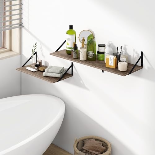Heimlove 36W x 12D Deep Floating Shelves Set of 2 Grey