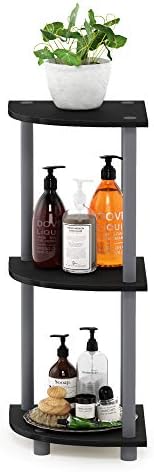 Furinno TURN-N-TUBE Corner Shelf, 3-Tier Corner Bookshelf, Display Storage Shelves with Open Shelves, for Organization a