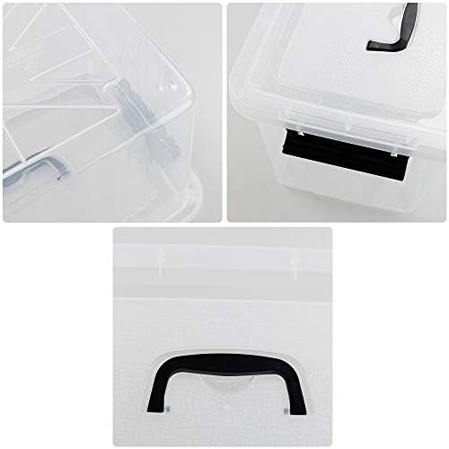 10 L Clear Plastic Latching Box, Storage Bin with Lids, 4-Pack