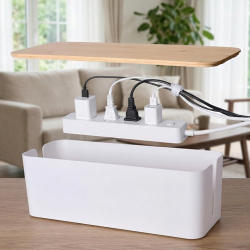 Tuwechen 2 Pack Cable Management Box, Wooden Style Cord Organizer Box