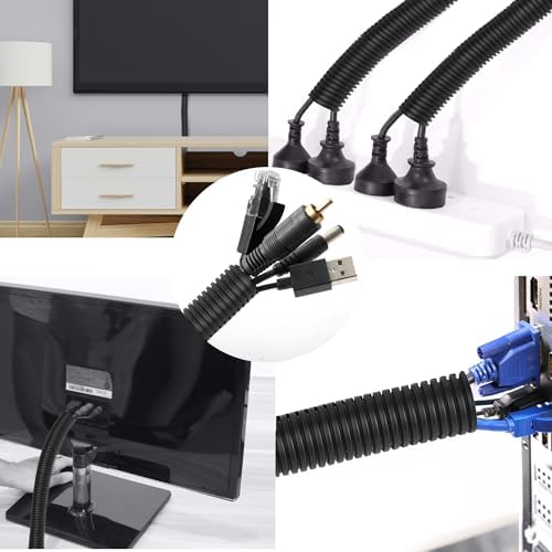 25FT - 3/4 Inch Split Wire Loom with Installation Tool - Black