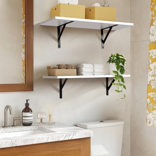 Tectocker-DOU 24" Long Floating Book Shelves for Wall, Heavy Duty, White