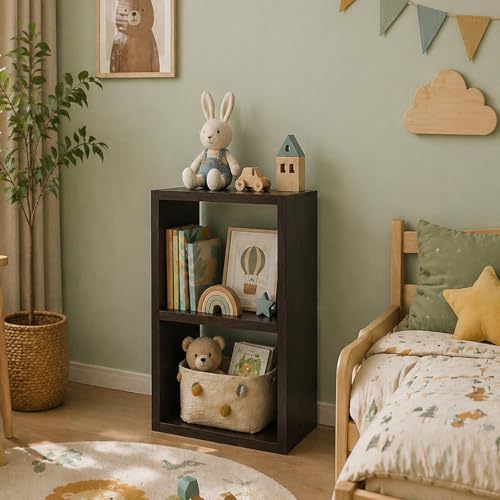 CTESNE【2026 Wooden Thick Frame】 2 Cube Storage Organizer Shelf with Anti-Tipping Kits + Reversible Open Back Bookcase, H