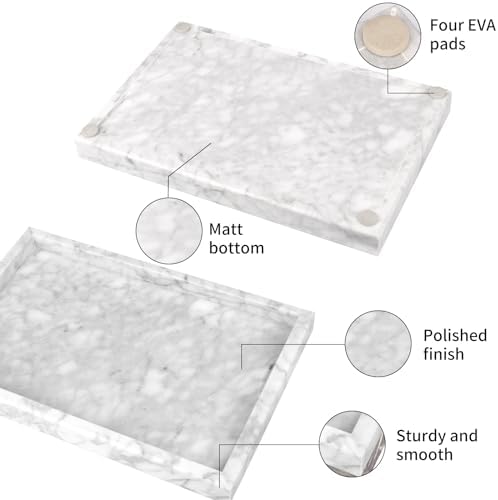 Marble Bathroom Vanity Tray, Carrara White, 12"x 8" x1.2"
