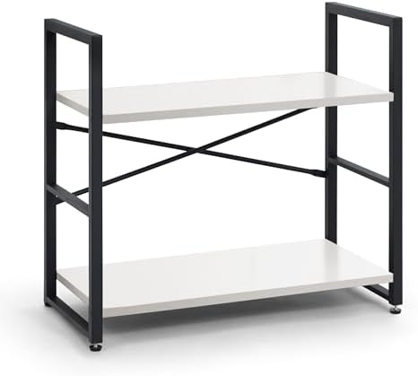 CAPHAUS 2 Tier Small Bookshelf, Bookcase Shelf Storage Organizer for Living Room, 24 Inch Width Free Standing Shelf, Ind