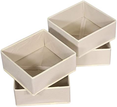 DIOMMELL 9 Pack Foldable Cloth Storage Box Closet Dresser Drawer Organizer Fabric Baskets Bins Containers Divider for Clothes Underwear Bras Socks Clothing, Beige 900