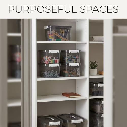 Clear Black Storage Bins with Lids 8 Pack, 5 Quart Stackable Plastic Storage Containers with Latching Lid, Transparent C