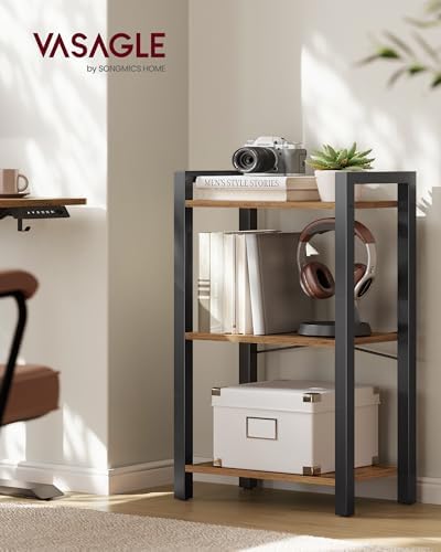 VASAGLE 3-Tier Bookshelf, Bookcase Book Shelf with Steel Frame
