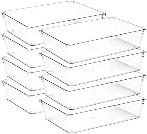 8 Pack Drawer Organizers, 6"X 9" Clear Acrylic Storage Bins