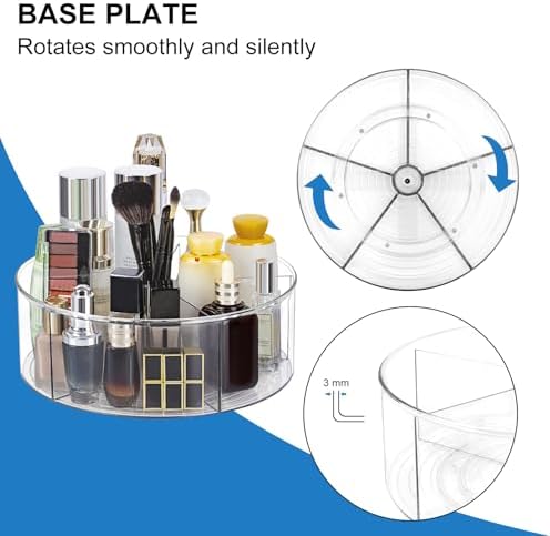 360° Rotating Makeup Organizer 11.5" Clear Turntable Lazy Susan Organizer for Vanity, Bathroom Counter, Pantry, Cabinet,