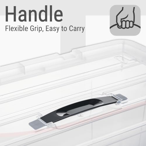 Cetomo Plastic Storage Bins with Handle, Storage Bin with Lids, Organizing Container, PP Box for Home Office, Clear, 95 
