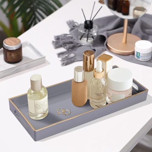 MAONAME Gray Bathroom Tray, Rectangular Toilet Tank Trays with Handles