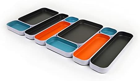 Three by Three Seattle Metal Drawer Organizer Tray Set, 10-Pc (Gray Mix)