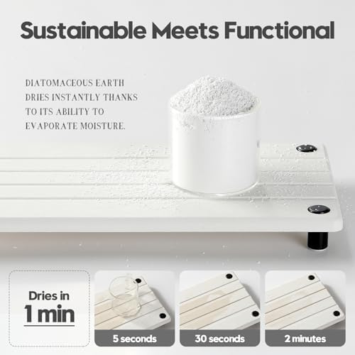 Razborci Instant Dry Sink Caddy Kitchen Sink Organizer, Quick Drying Stone Tray Diatomite Sponge Holder Soap Dish, Bathr