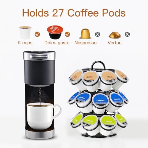 Rotating Coffee Pod Holder for Keurig Pods, Heavy-Duty K Cup Holder, Black