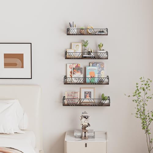 Amaoot Floating Shelves for Wall Set of 4, Wall Shelf Wood Floating Shelf