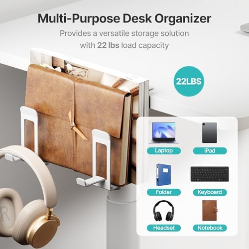 PEGZONE Laptop Stand Vertical, 2-Slot Under Desk Laptop Holder, White
