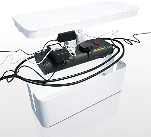 Bluelounge CableBox Cable and Cord Management System - Set of 1 Large and 1 Mini Box - White