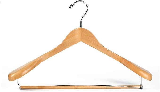 Quality Luxury Wooden Suit Hangers Wide Wood Hanger for Coats and Pants Retro Finish (30, Natural Finish)