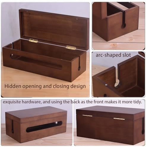Cable Management Box, Solid Wood Cord Hider, Large Wire Organizer