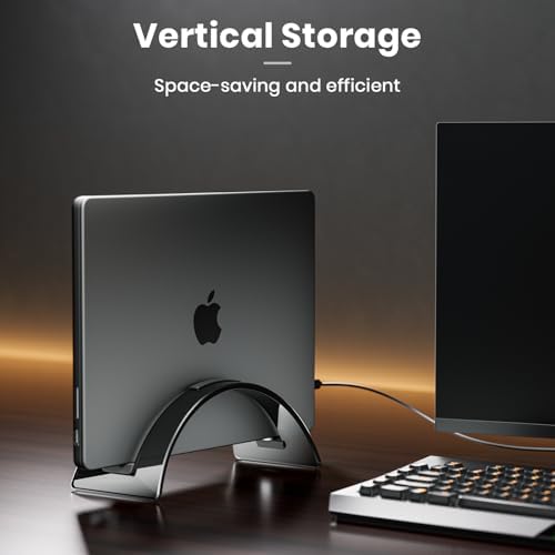 Yikola Vertical Laptop Stand for Desk, Vertical Laptop Hoder Space-Saving Organizer for All MacBook, Laptop Stand Acryli
