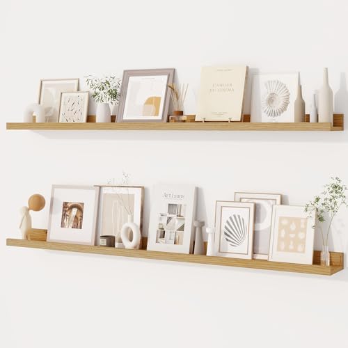 Dreamland Picture Ledge Shelf for Wall, Floating Shelves Set of 2, 48 Inch Long Floating Shelves with Lip for Living Roo