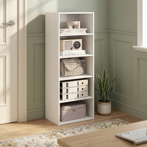 5-Tier Bookcase, Bookshelf with Open Shelf, Cube Storage Organizer Book Shelf, 11 x 17 x 44, for Bedroom, Home Office, L