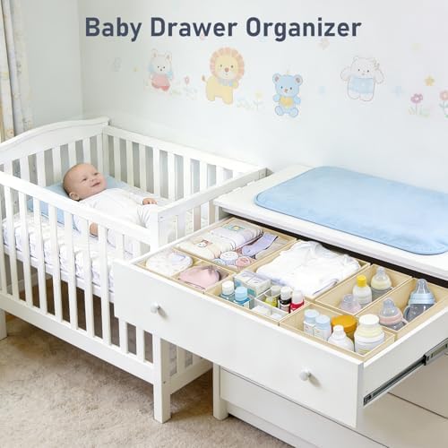 DIMJ Drawer Organizer Clothes - 30 Pack Baby Dresser Organizer for Nursery Closet Organization, Fabric Drawer Organizer Bins for Underwears Socks Bras, Foldable Storage Dividers for Bedroom